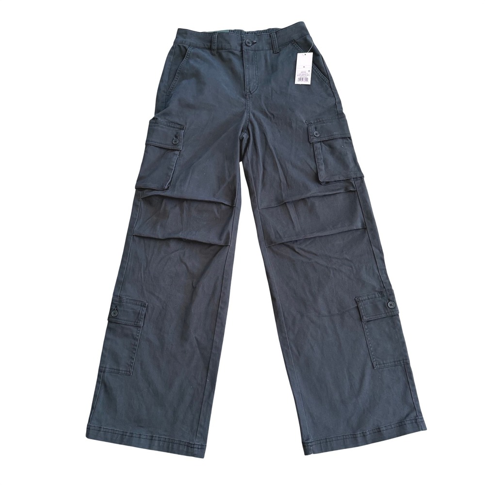 Wild Fable Women High Rise Straight Relaxed Cargo Utility Pants Black Size S NWT